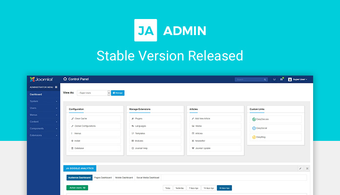 Joomla Admin template - JA Admin stable version