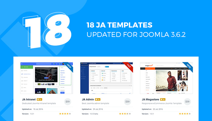 18 Joomla templates package updated & JA K2 Filter